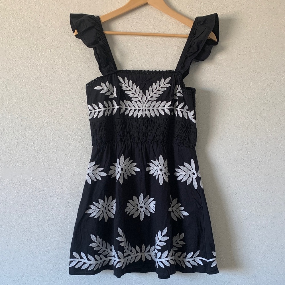 Anthropologie Floral Embroidered Ruffle-Strap Dress NWT